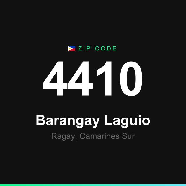 Shareable ZIP code 4410 card for Barangay Laguio