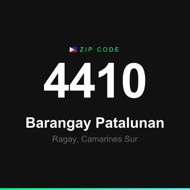 Shareable ZIP code 4410 card for Barangay Patalunan