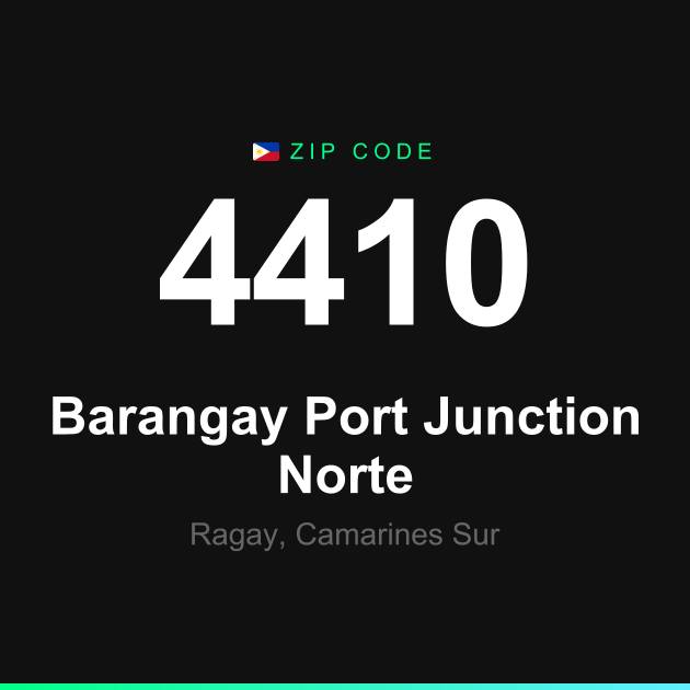 Shareable ZIP code 4410 card for Barangay Port Junction Norte
