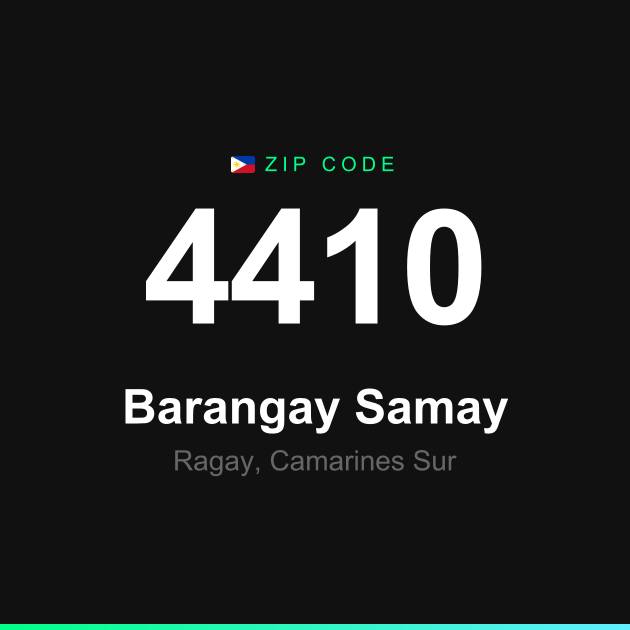 Shareable ZIP code 4410 card for Barangay Samay