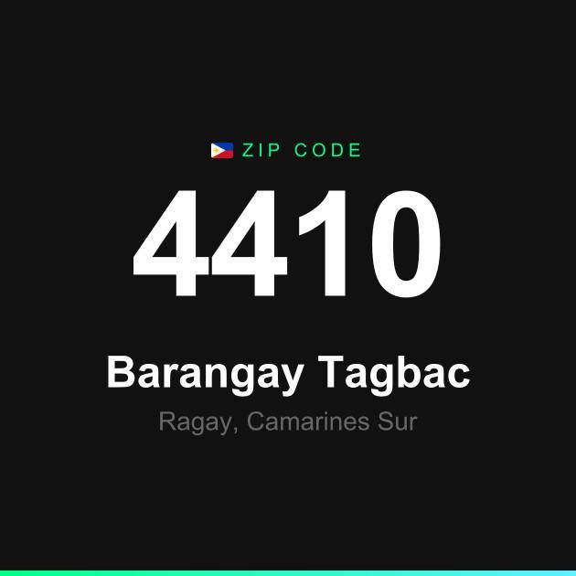 Shareable ZIP code 4410 card for Barangay Tagbac
