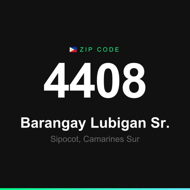 Shareable ZIP code 4408 card for Barangay Lubigan Sr.