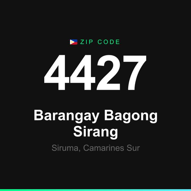Shareable ZIP code 4427 card for Barangay Bagong Sirang