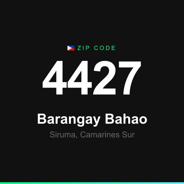 Shareable ZIP code 4427 card for Barangay Bahao