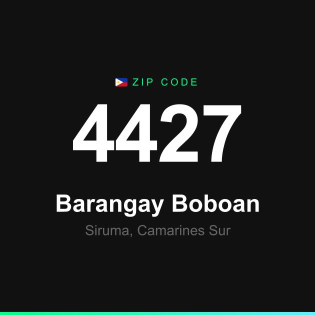 Shareable ZIP code 4427 card for Barangay Boboan