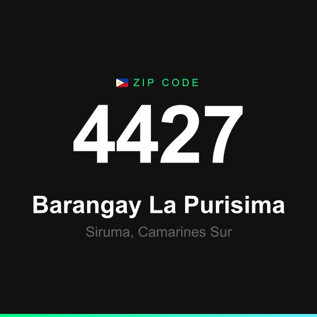 Shareable ZIP code 4427 card for Barangay La Purisima