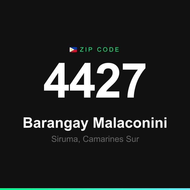 Shareable ZIP code 4427 card for Barangay Malaconini