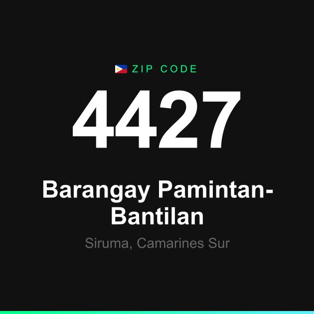 Shareable ZIP code 4427 card for Barangay Pamintan-Bantilan