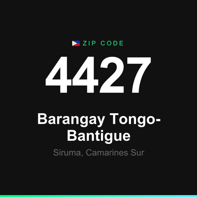 Shareable ZIP code 4427 card for Barangay Tongo-Bantigue