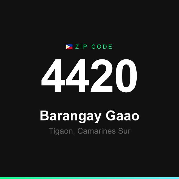 Shareable ZIP code 4420 card for Barangay Gaao
