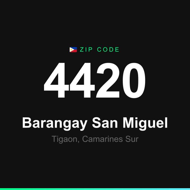 Shareable ZIP code 4420 card for Barangay San Miguel