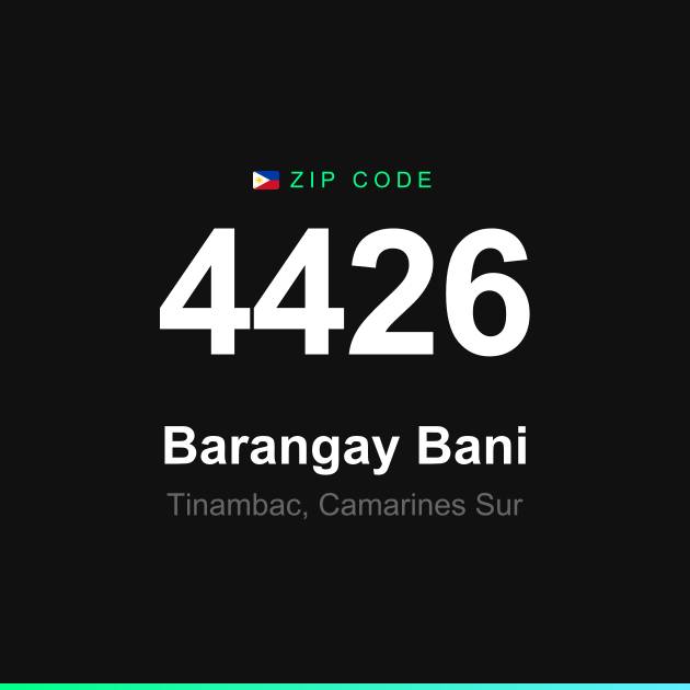Shareable ZIP code 4426 card for Barangay Bani
