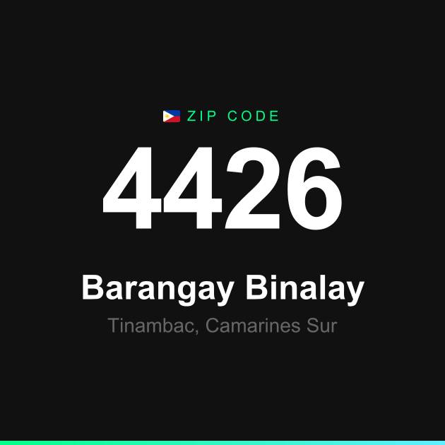 Shareable ZIP code 4426 card for Barangay Binalay