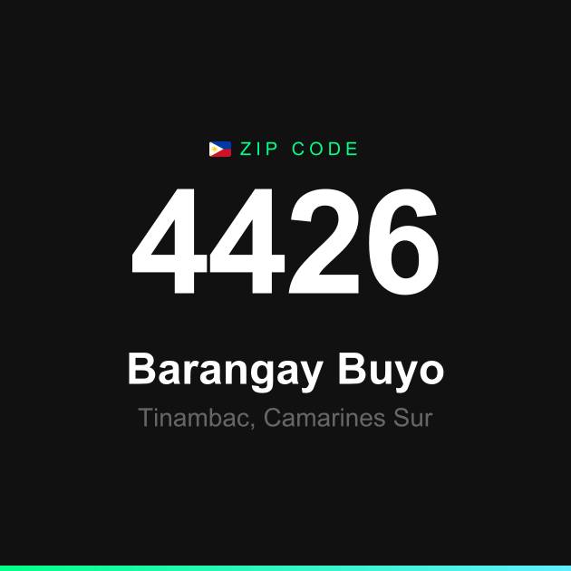 Shareable ZIP code 4426 card for Barangay Buyo