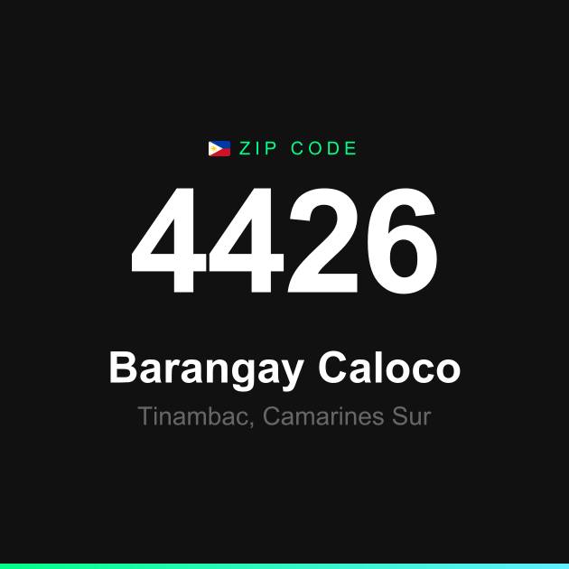 Shareable ZIP code 4426 card for Barangay Caloco