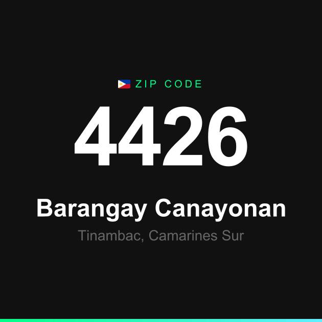 Shareable ZIP code 4426 card for Barangay Canayonan