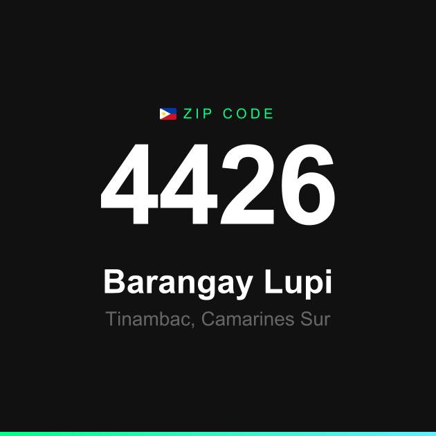 Shareable ZIP code 4426 card for Barangay Lupi