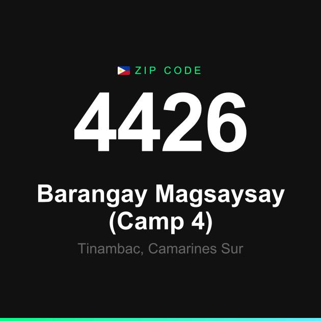 Shareable ZIP code 4426 card for Barangay Magsaysay (Camp 4)