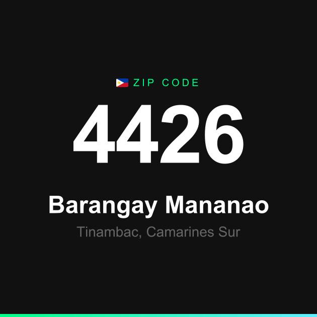 Shareable ZIP code 4426 card for Barangay Mananao