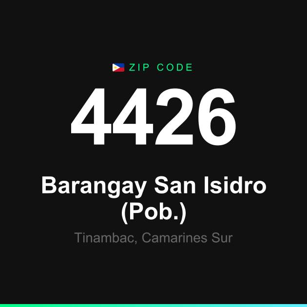 Shareable ZIP code 4426 card for Barangay San Isidro (Pob.)
