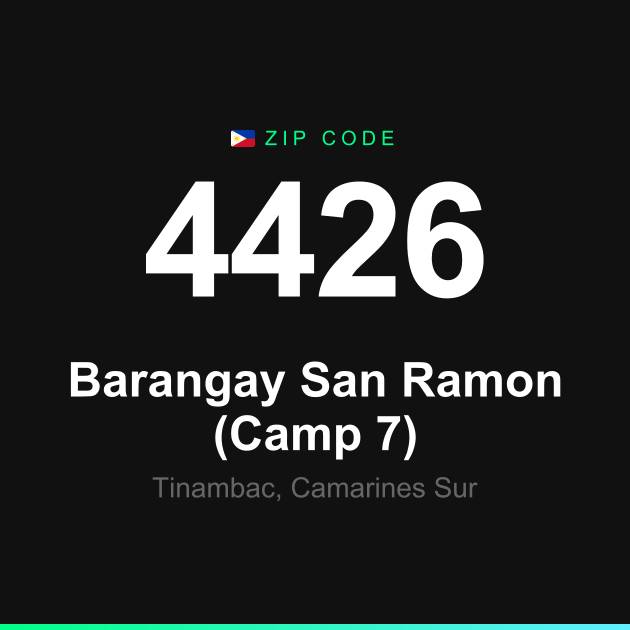 Shareable ZIP code 4426 card for Barangay San Ramon (Camp 7)