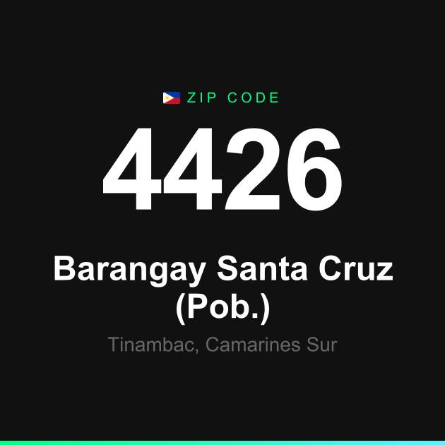 Shareable ZIP code 4426 card for Barangay Santa Cruz (Pob.)