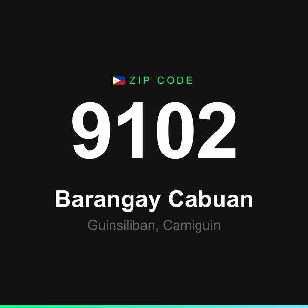 Shareable ZIP code 9102 card for Barangay Cabuan