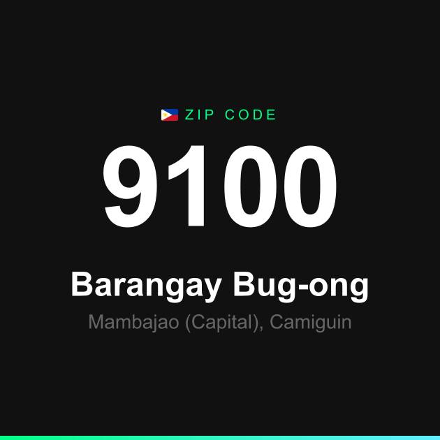 Shareable ZIP code 9100 card for Barangay Bug-ong