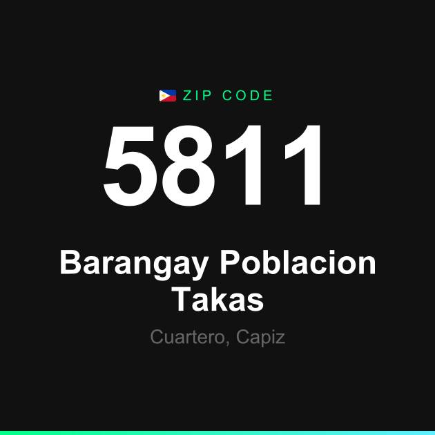 Shareable ZIP code 5811 card for Barangay Poblacion Takas