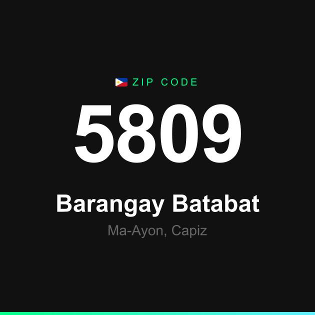 Shareable ZIP code 5809 card for Barangay Batabat