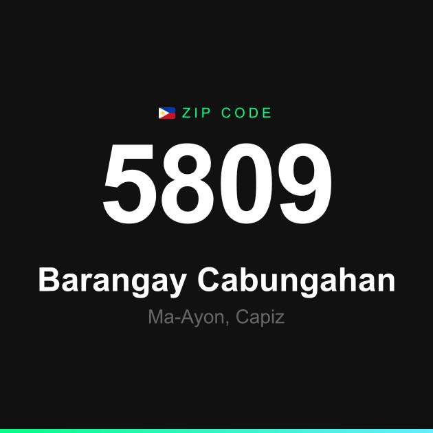 Shareable ZIP code 5809 card for Barangay Cabungahan