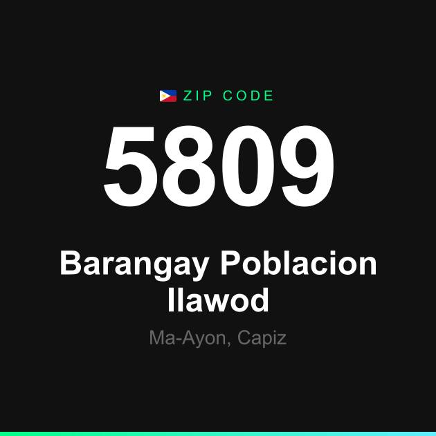 Shareable ZIP code 5809 card for Barangay Poblacion Ilawod