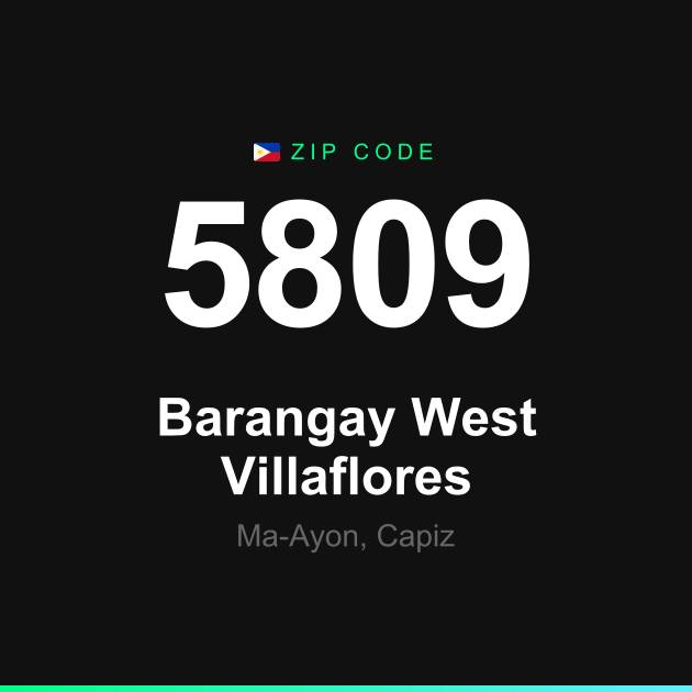Shareable ZIP code 5809 card for Barangay West Villaflores