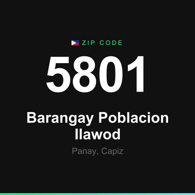 Shareable ZIP code 5801 card for Barangay Poblacion Ilawod