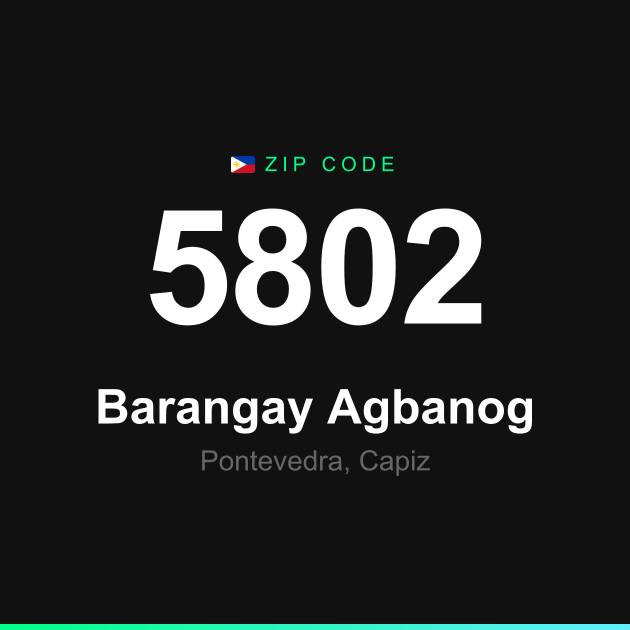 Shareable ZIP code 5802 card for Barangay Agbanog