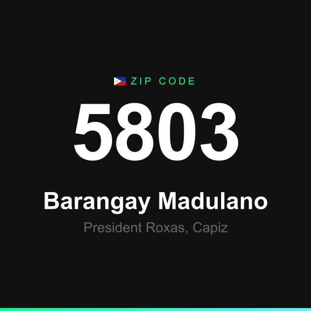 Shareable ZIP code 5803 card for Barangay Madulano