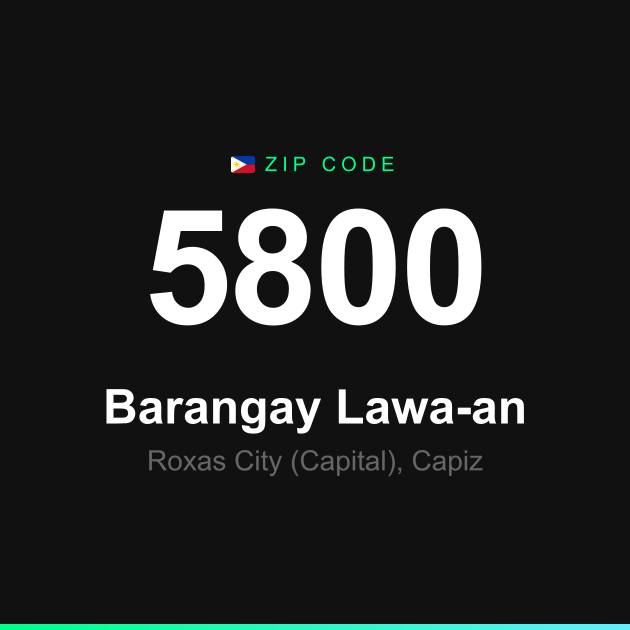 Shareable ZIP code 5800 card for Barangay Lawa-an