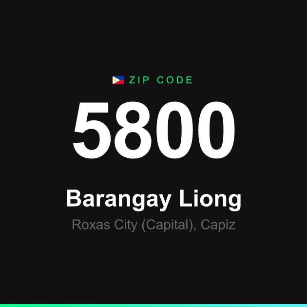 Shareable ZIP code 5800 card for Barangay Liong