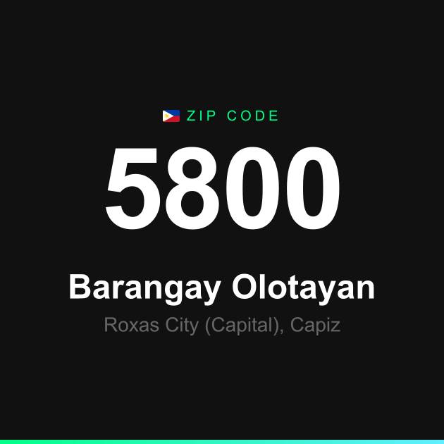 Shareable ZIP code 5800 card for Barangay Olotayan