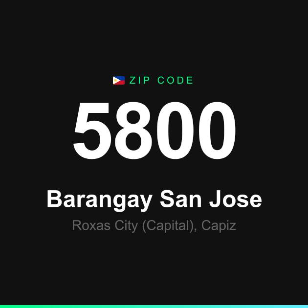 Shareable ZIP code 5800 card for Barangay San Jose