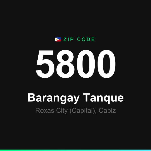 Shareable ZIP code 5800 card for Barangay Tanque