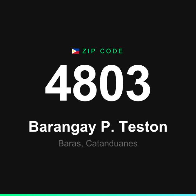 Shareable ZIP code 4803 card for Barangay P. Teston