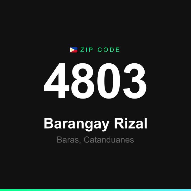 Shareable ZIP code 4803 card for Barangay Rizal