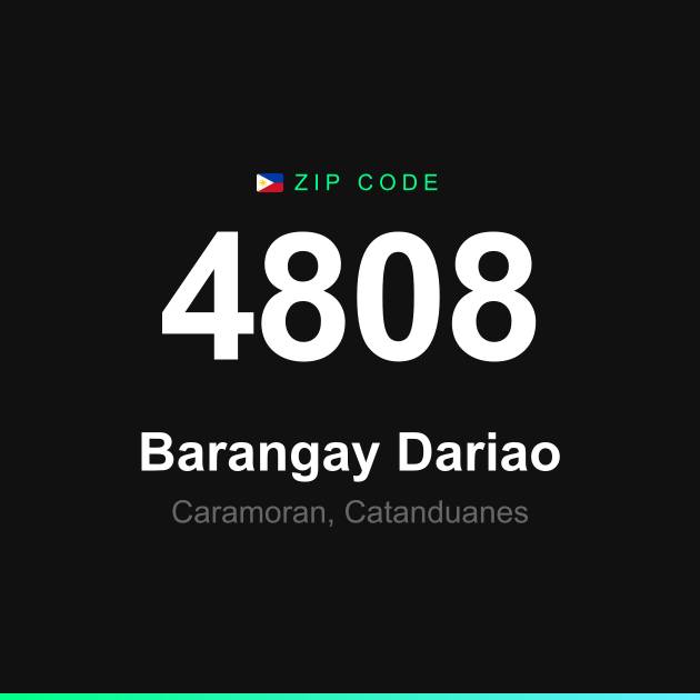 Shareable ZIP code 4808 card for Barangay Dariao