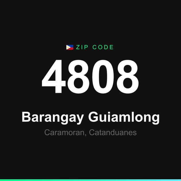 Shareable ZIP code 4808 card for Barangay Guiamlong