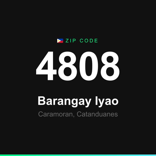 Shareable ZIP code 4808 card for Barangay Iyao