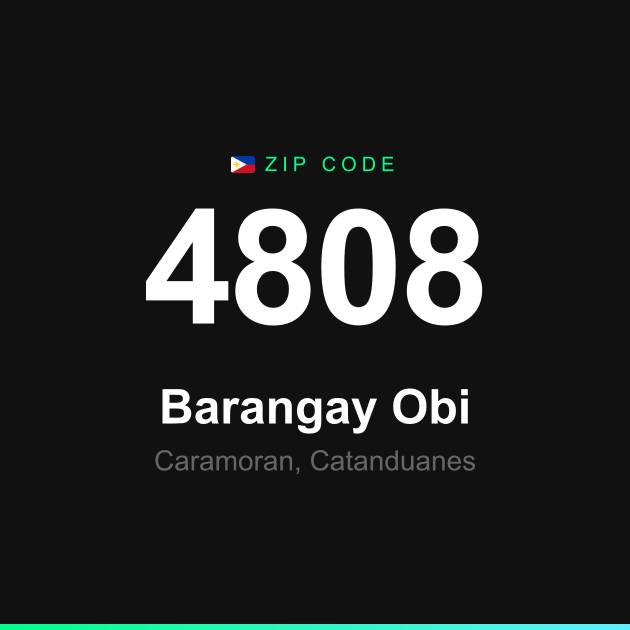 Shareable ZIP code 4808 card for Barangay Obi