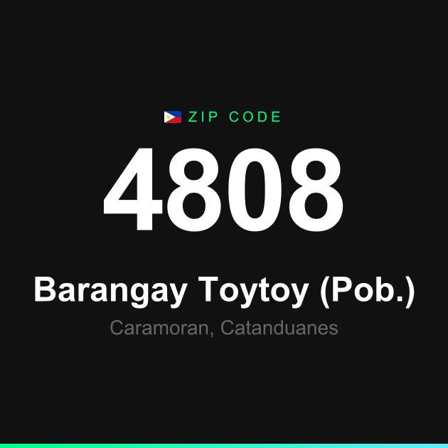 Shareable ZIP code 4808 card for Barangay Toytoy (Pob.)
