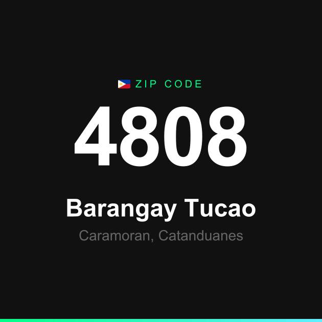 Shareable ZIP code 4808 card for Barangay Tucao