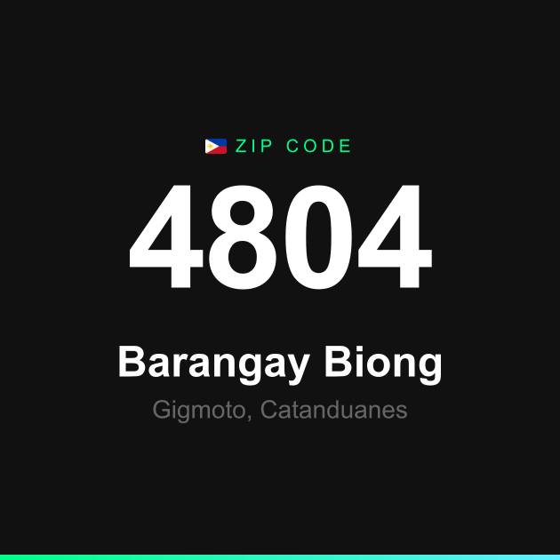 Shareable ZIP code 4804 card for Barangay Biong